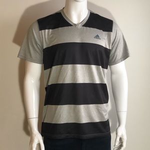 Black and gray striped adidas climatecool shirt